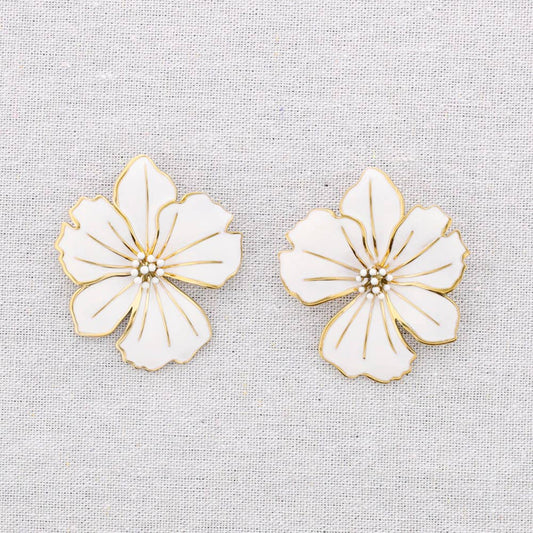 Boucles d'oreilles fleur en émail: Bougainvillée