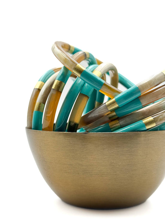Jonc laqué en corne de buffle Multicolore Turquoise C84: M - DupontDupont