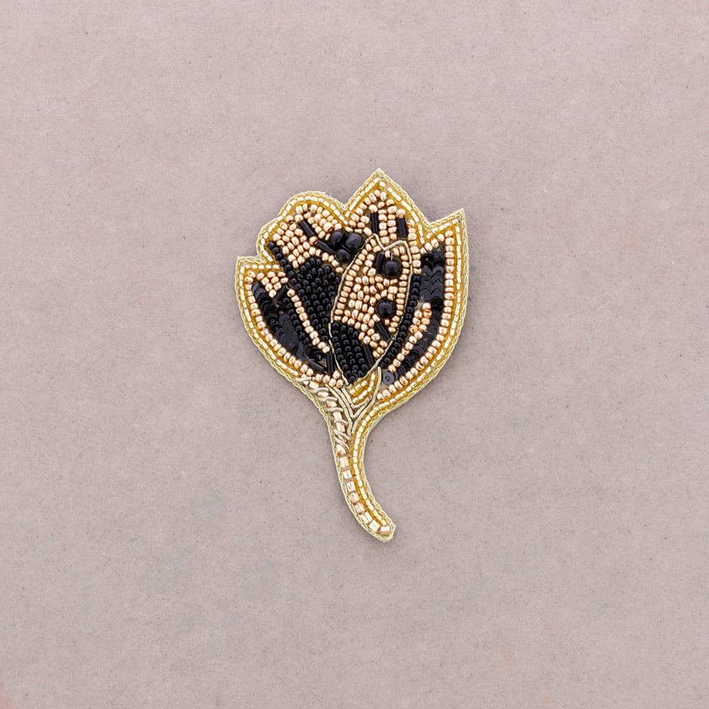 Broche Fleur Perles: Dorado
