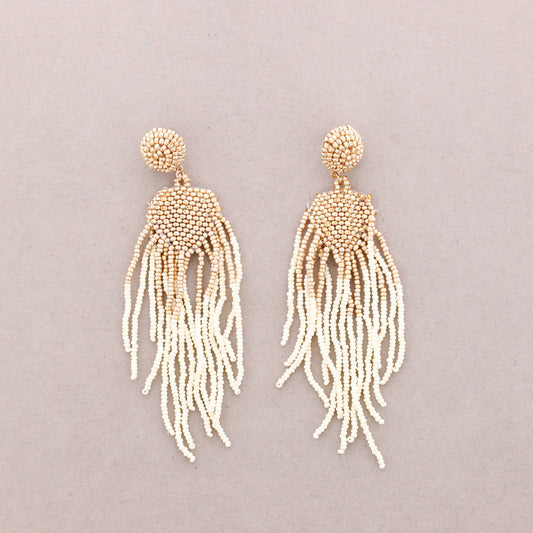 Boucles d’oreilles ethniques en perles Beige - DupontDupont