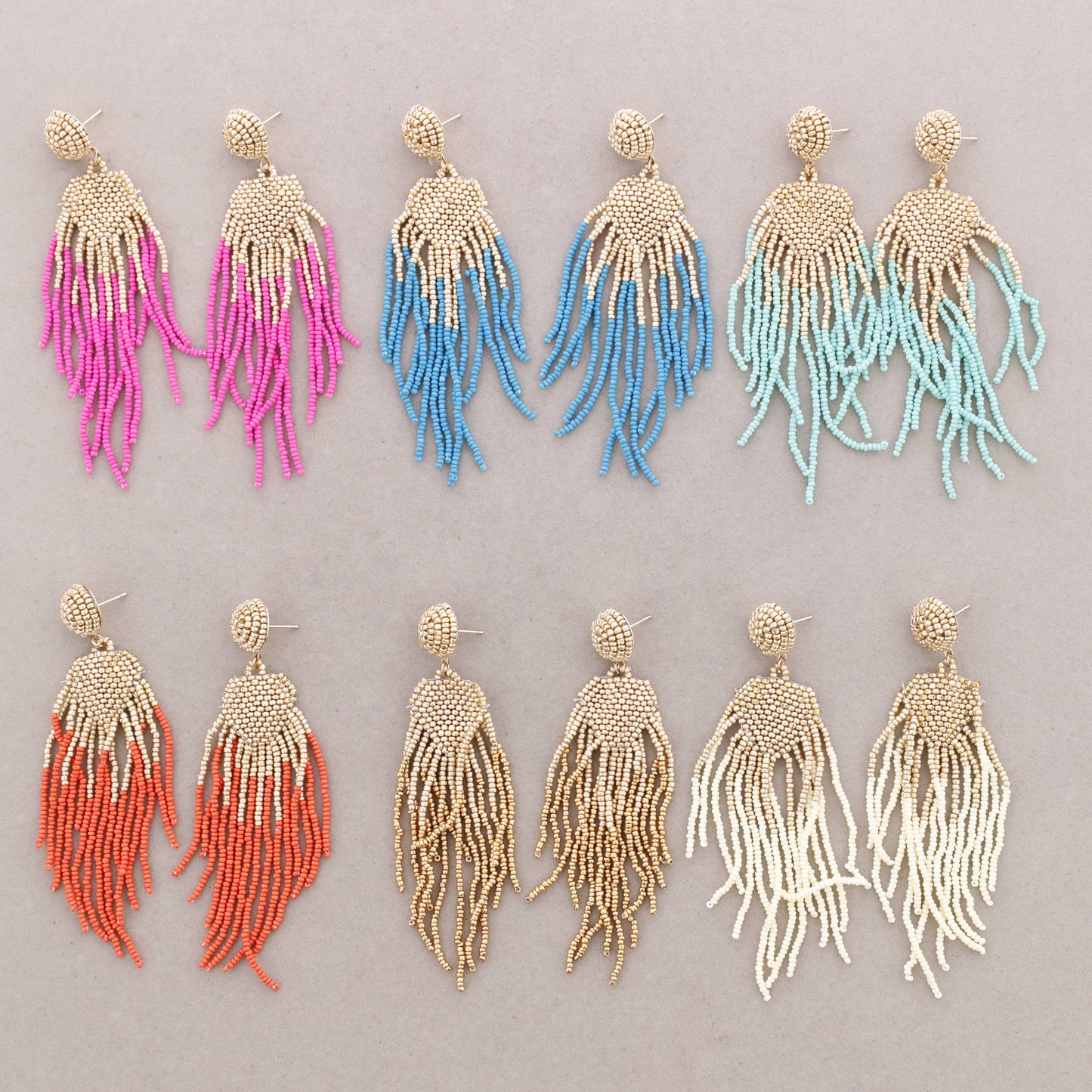 Boucles d’oreilles ethniques en perles Beige - DupontDupont