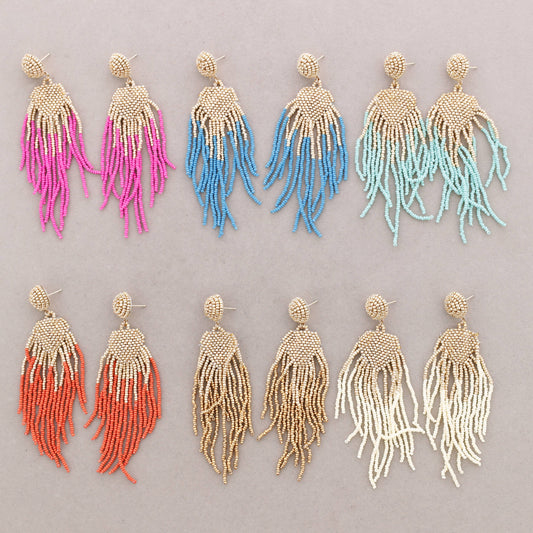 Boucles d’oreilles ethniques en perles Aigue-marine - DupontDupont