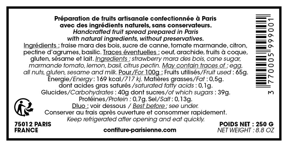 Confiture Chataîgne Poire Fêve Tonka