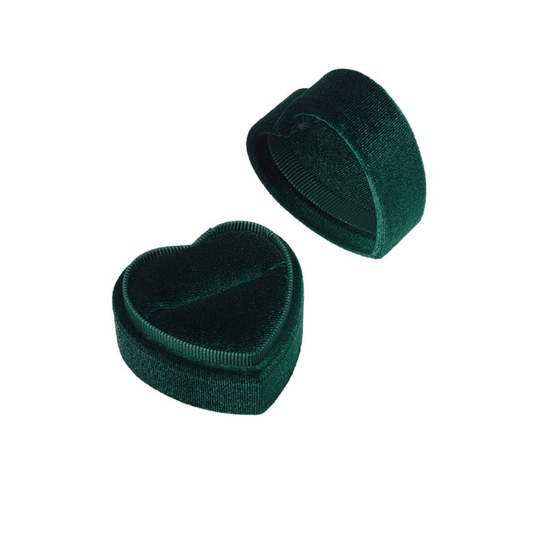 Boîte à bagues en velours cœur vert: Verts / 1