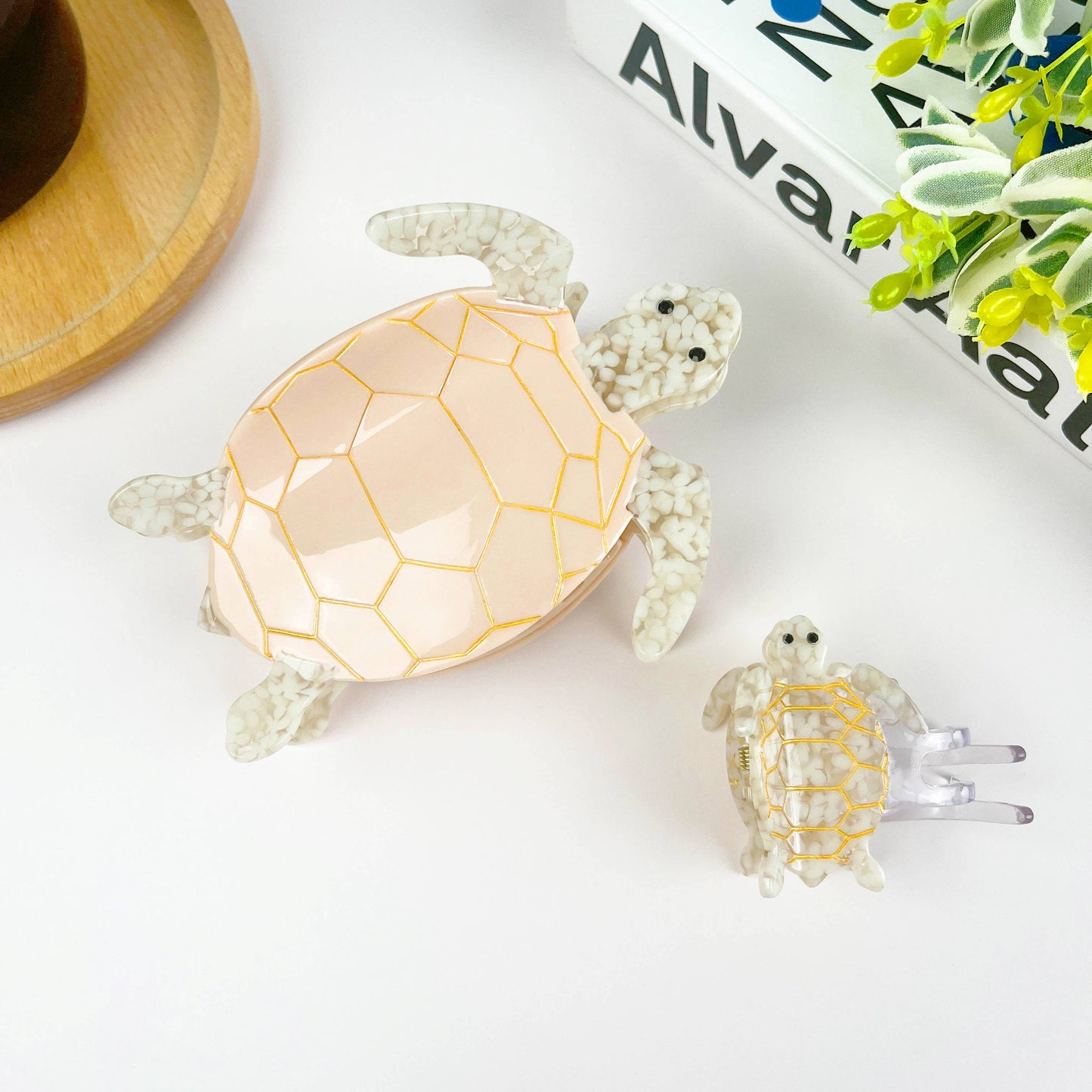 Pince à cheveux tortue rose