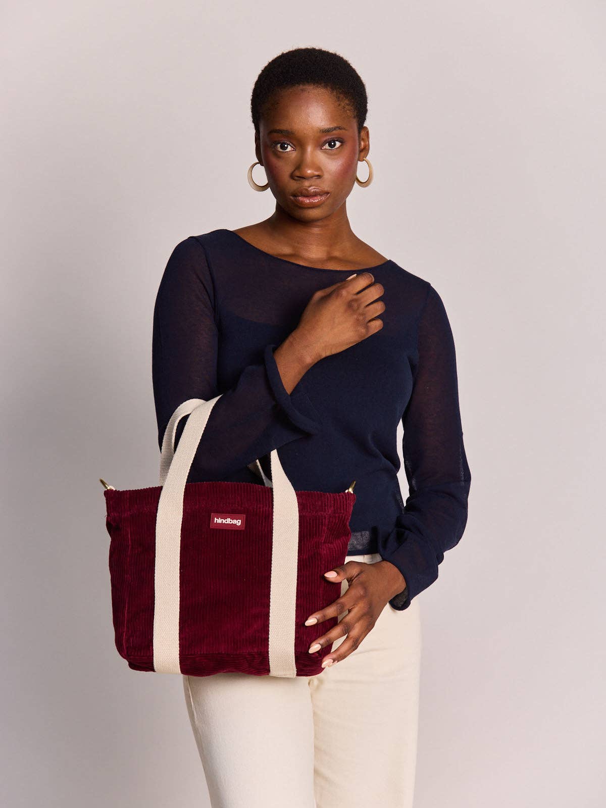 Mini cabas Louise velours bordeaux