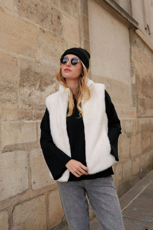Gilet sans manche fausse fourrure