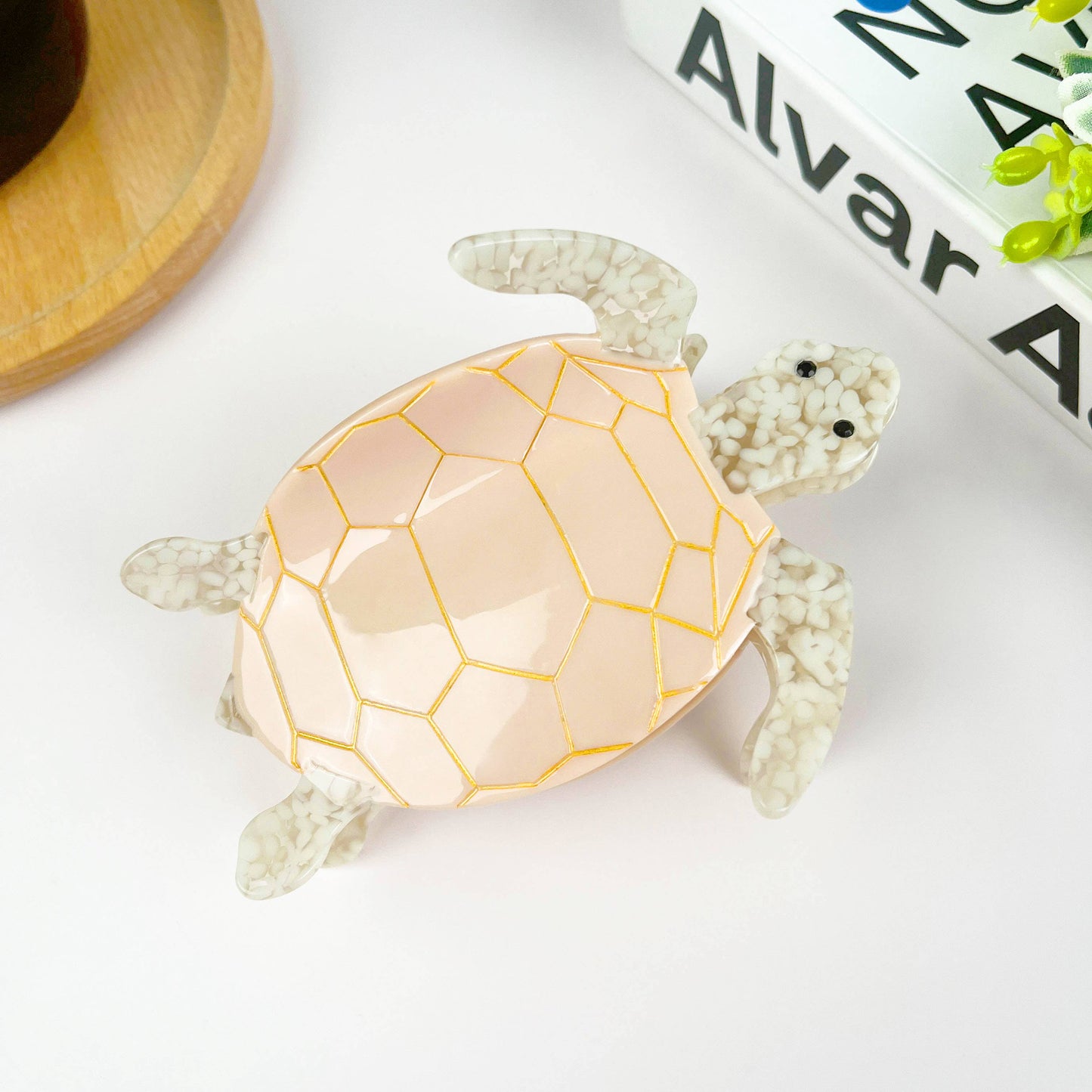Pince à cheveux tortue rose