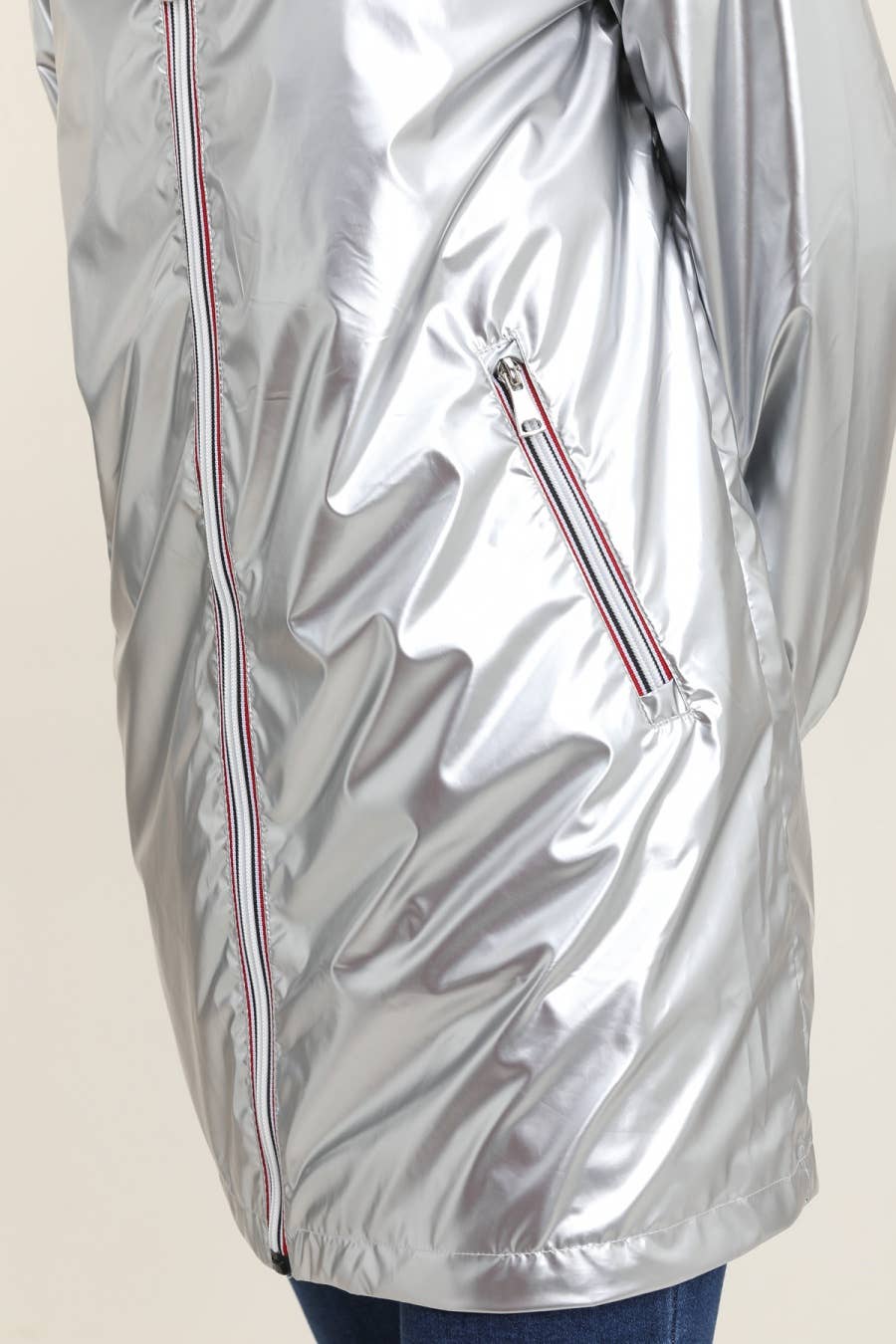 Veste imperméable réversible longue à capuche: Blanc