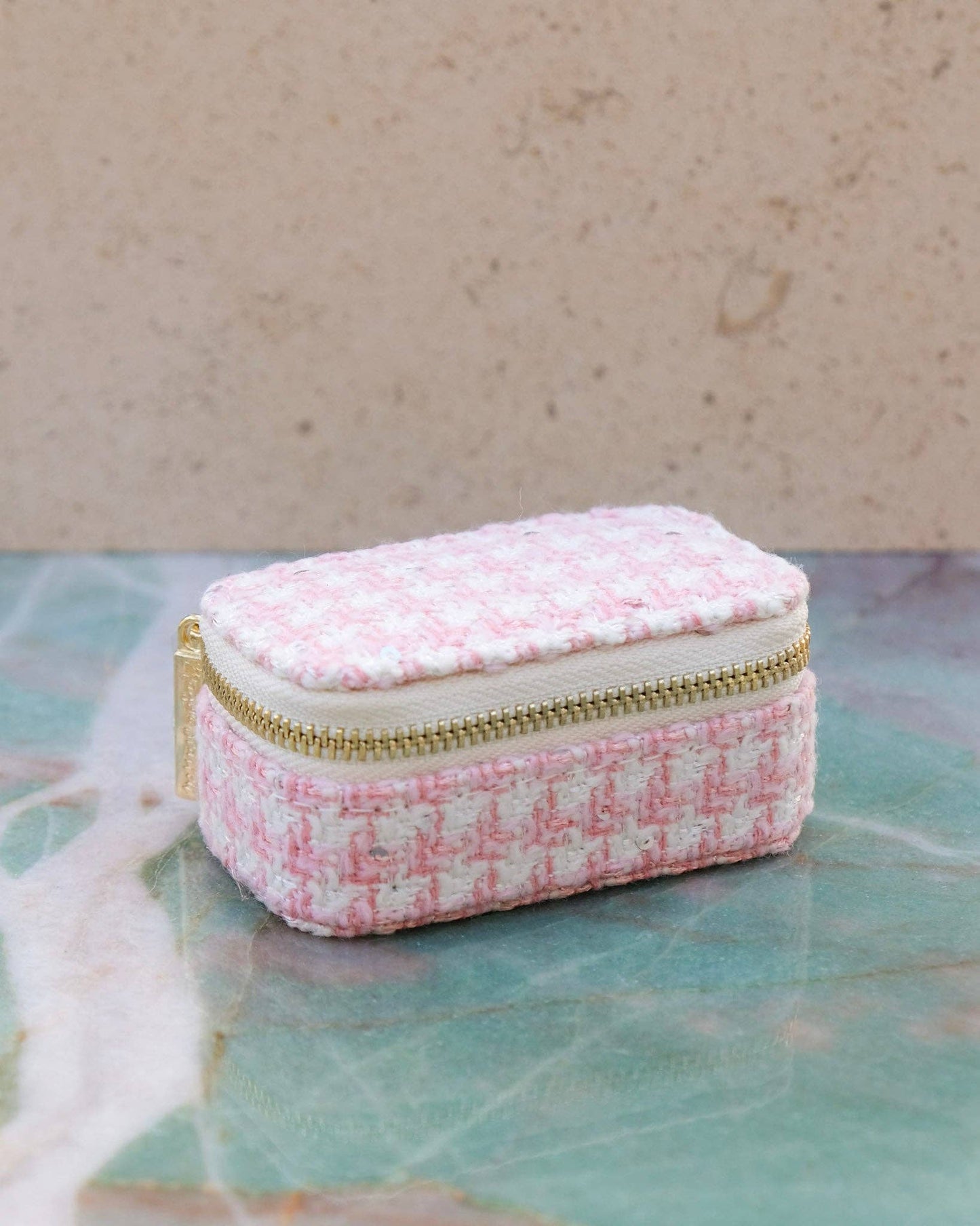 Mini boîte à bijoux de voyage Marie en pied de poule Mauve - DupontDupont