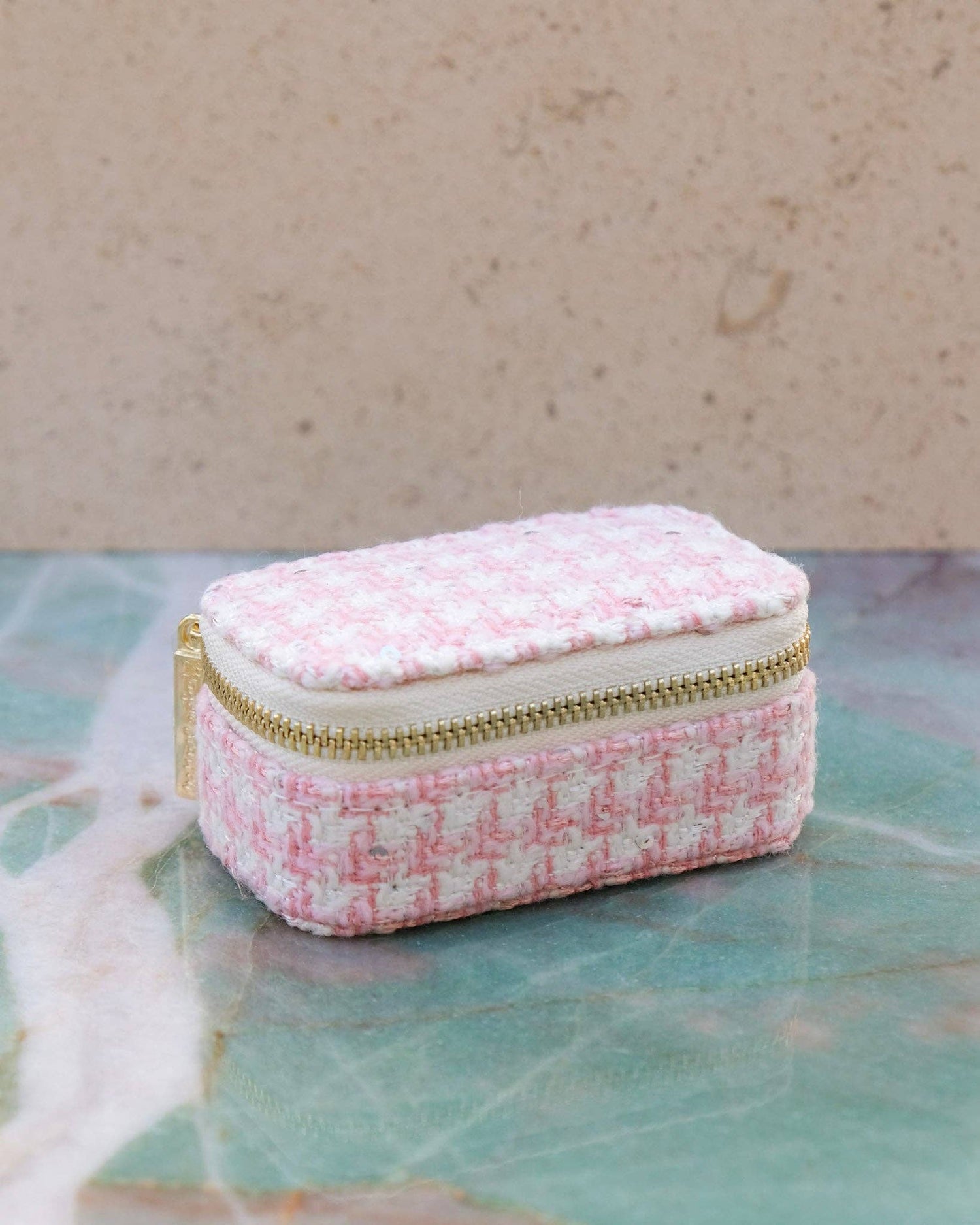 Mini boîte à bijoux de voyage Marie en pied de poule Mauve - DupontDupont