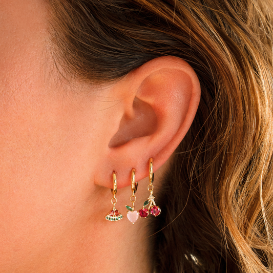 Boucle d’oreille fuchsia cerise sucrée: Rose / Doré - DupontDupont