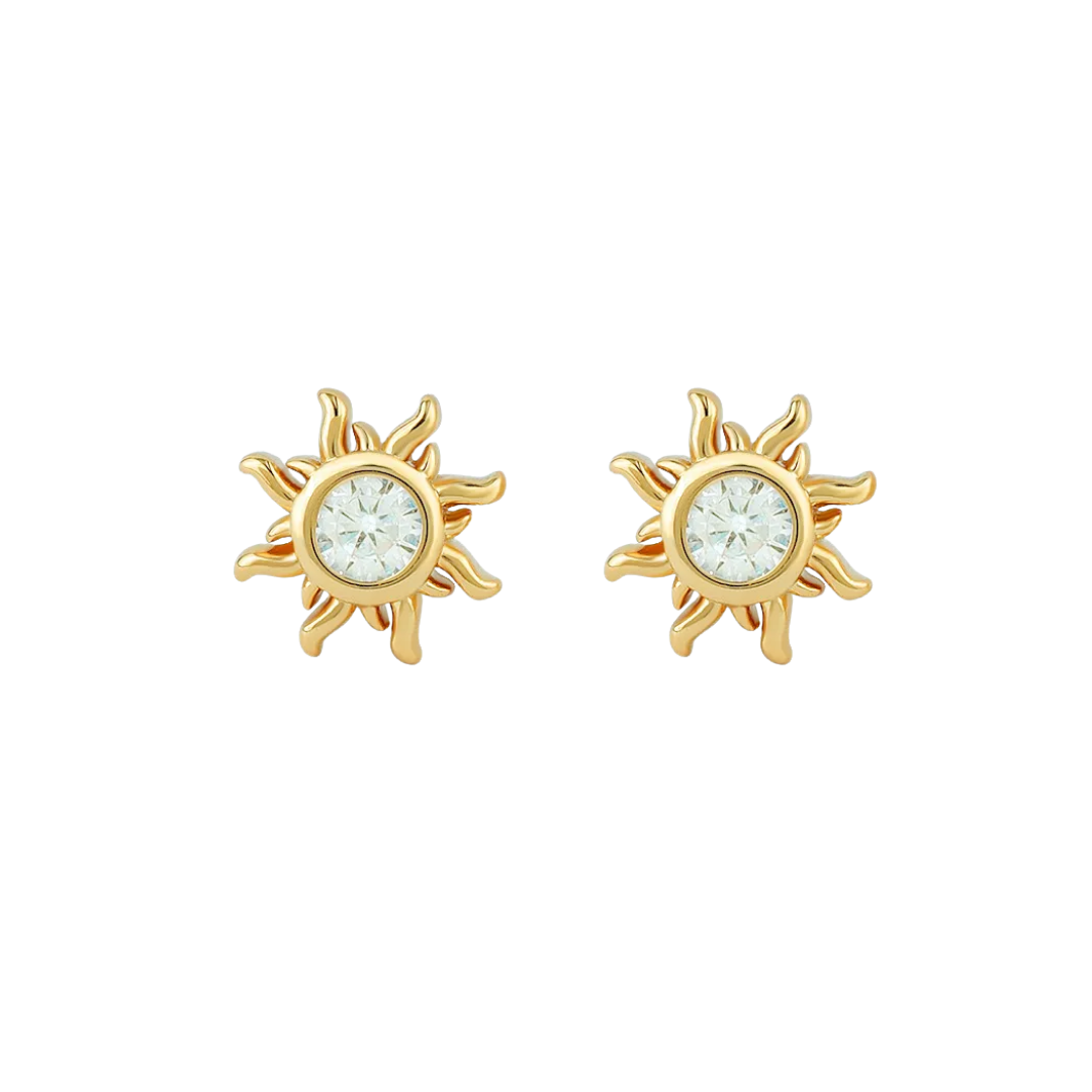 Puces d'oreilles soleil scintillantes: Wit / Goud - DupontDupont