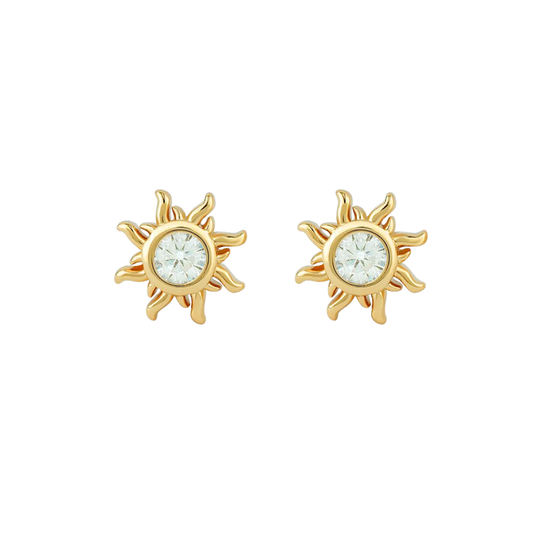Puces d'oreilles soleil scintillantes: Wit / Goud - DupontDupont