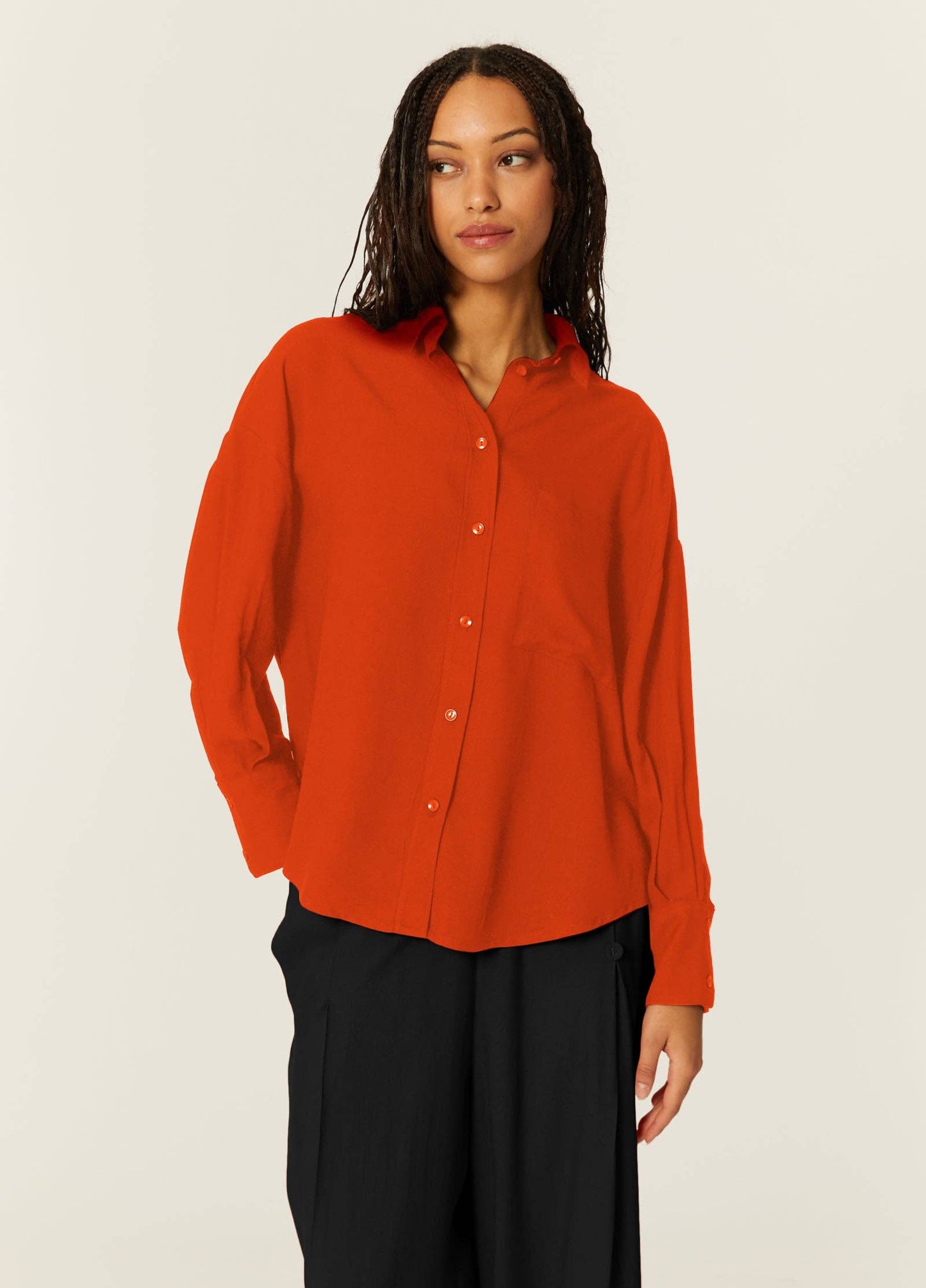 CHEMISE OVERSIZE ECOVERO ROUGE: M