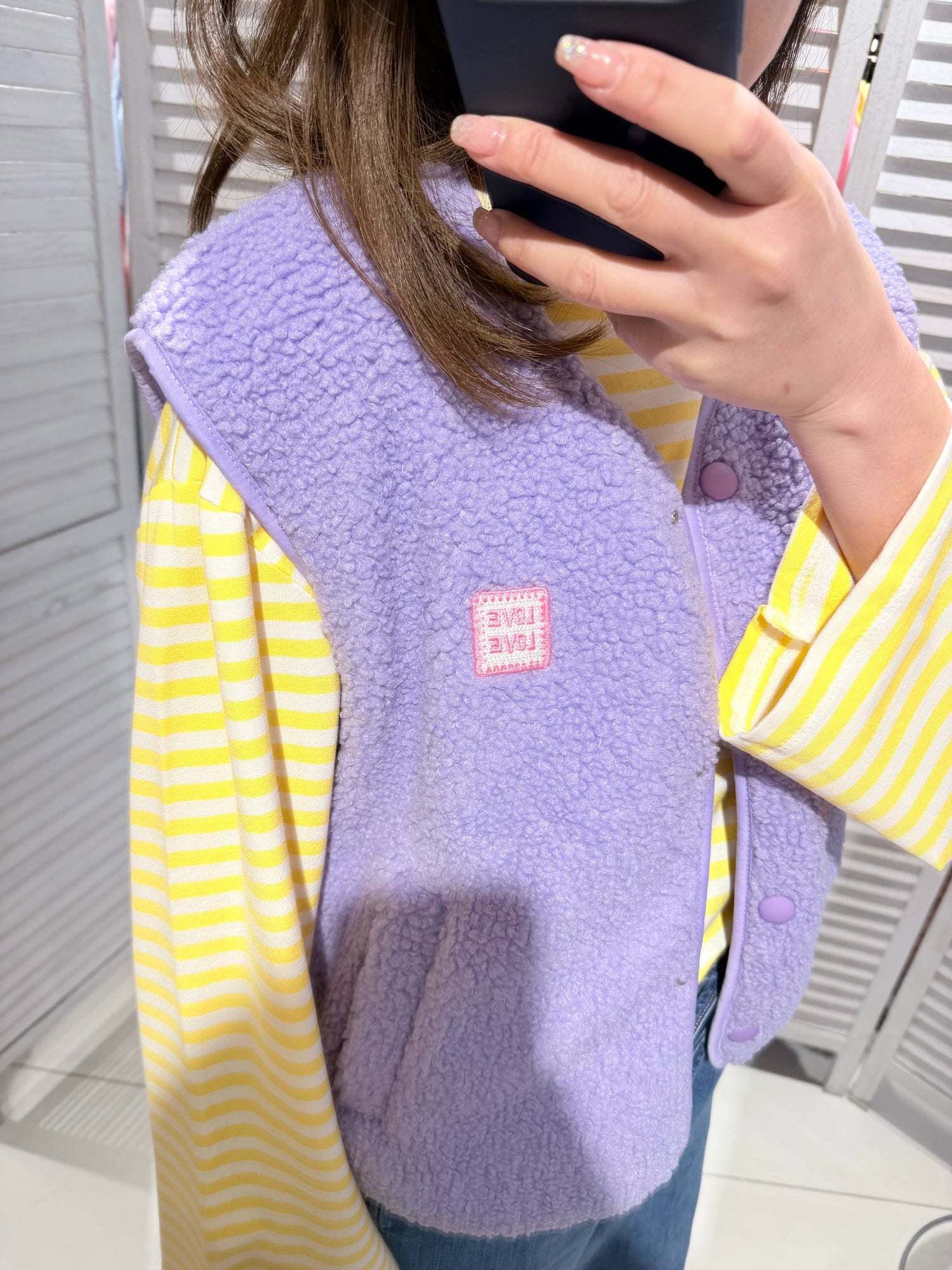 Gilet mouton à boutons: Lilas / Taille unique - DupontDupont