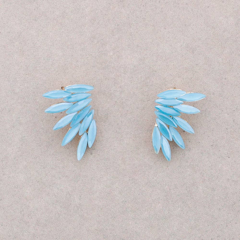 Boucles d'oreilles en forme d'aile en cristal: Bleu