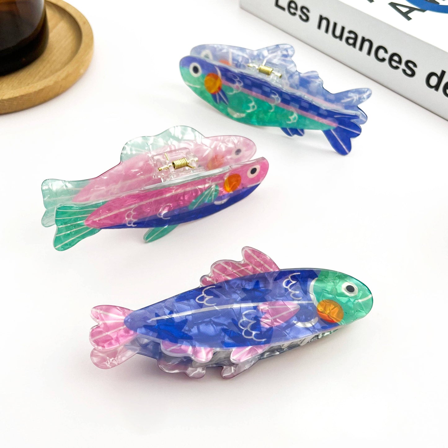 Pince à cheveux sardine bleu