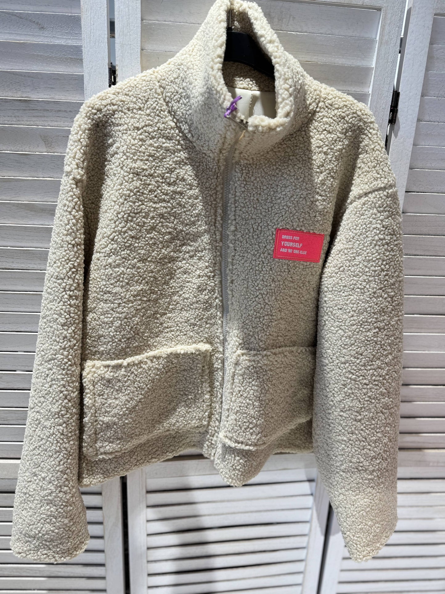 Veste en sherpa à zip: Beige / Taille unique