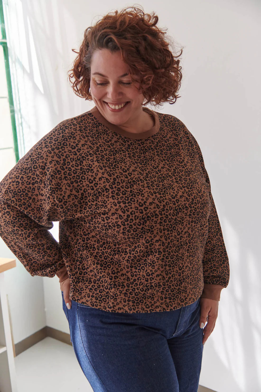 Sweat léopard marron