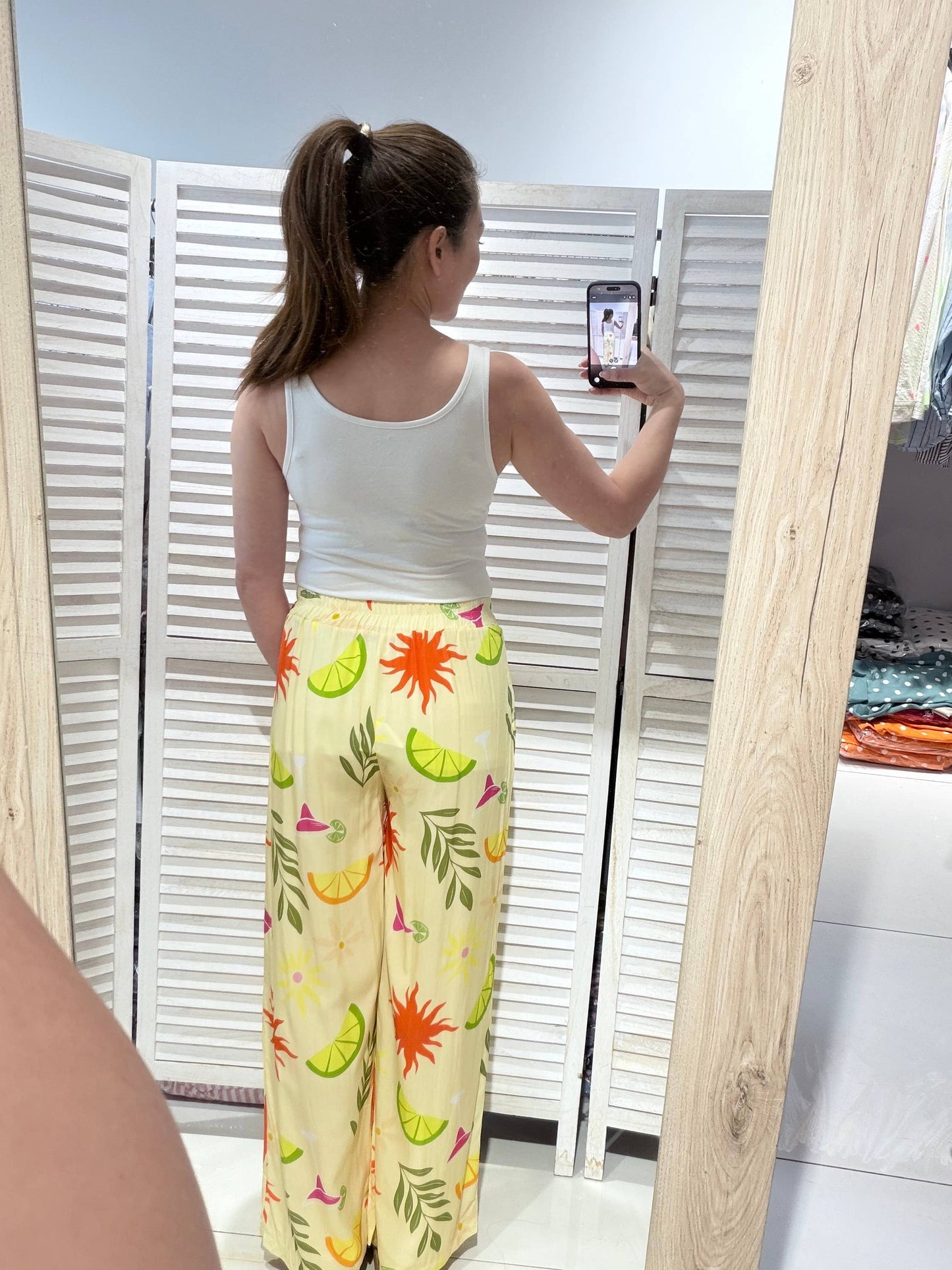 Pantalon fluide imprimé été: Jaune / TU