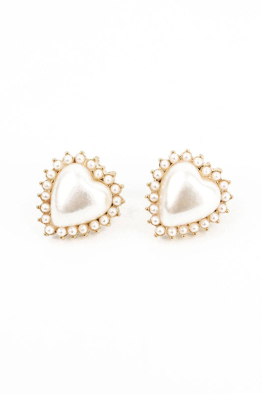 BOUCLE D'OREILLE CLOU CŒUR PERLE