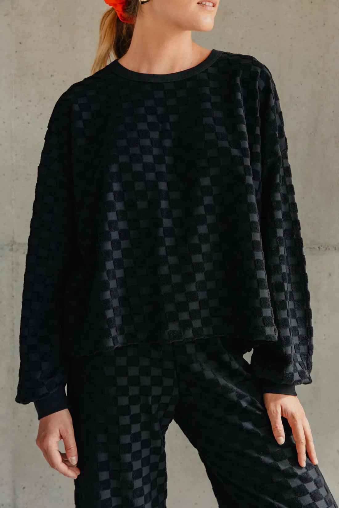 Sweat Éponge Damier - Noir