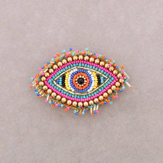 Broche Œil Turc Perles Multicolore
