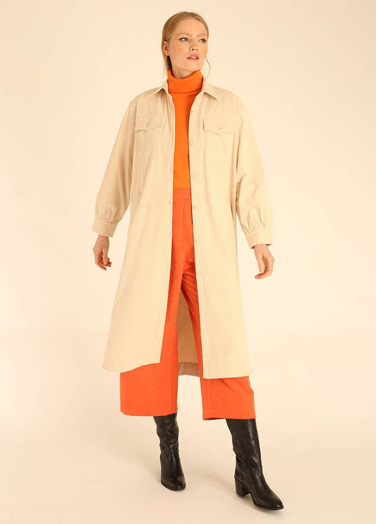 SURCHEMISE LONGUE VELOURS CÔTELÉ