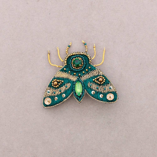 Broche Papillon Paillettes Vert