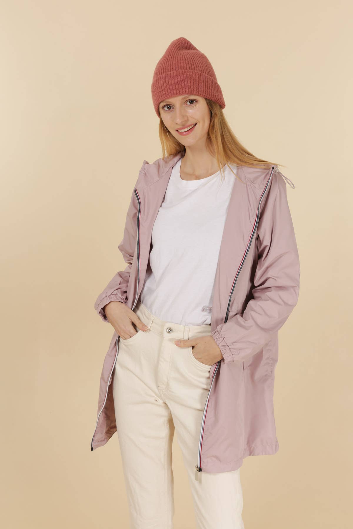 Coupe-vent long mat coupe droit avec zip coloré (empochable): Lilas - DupontDupont