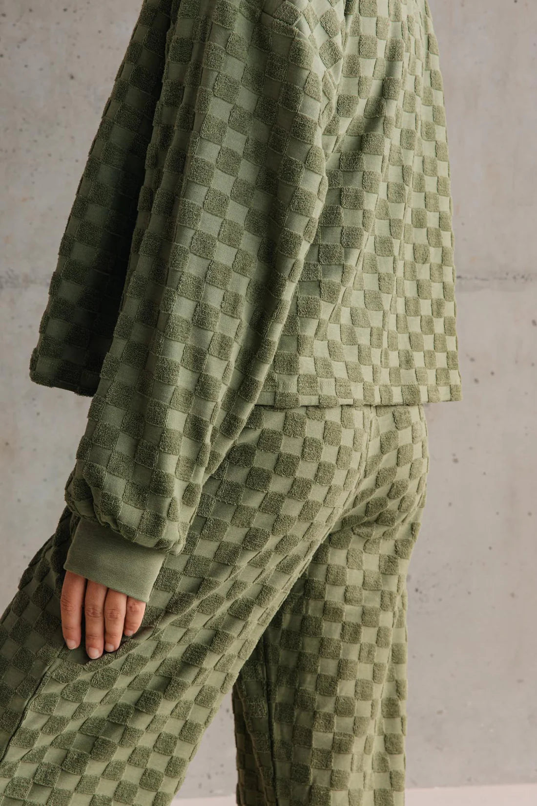 Sweat Éponge Damier - Kaki