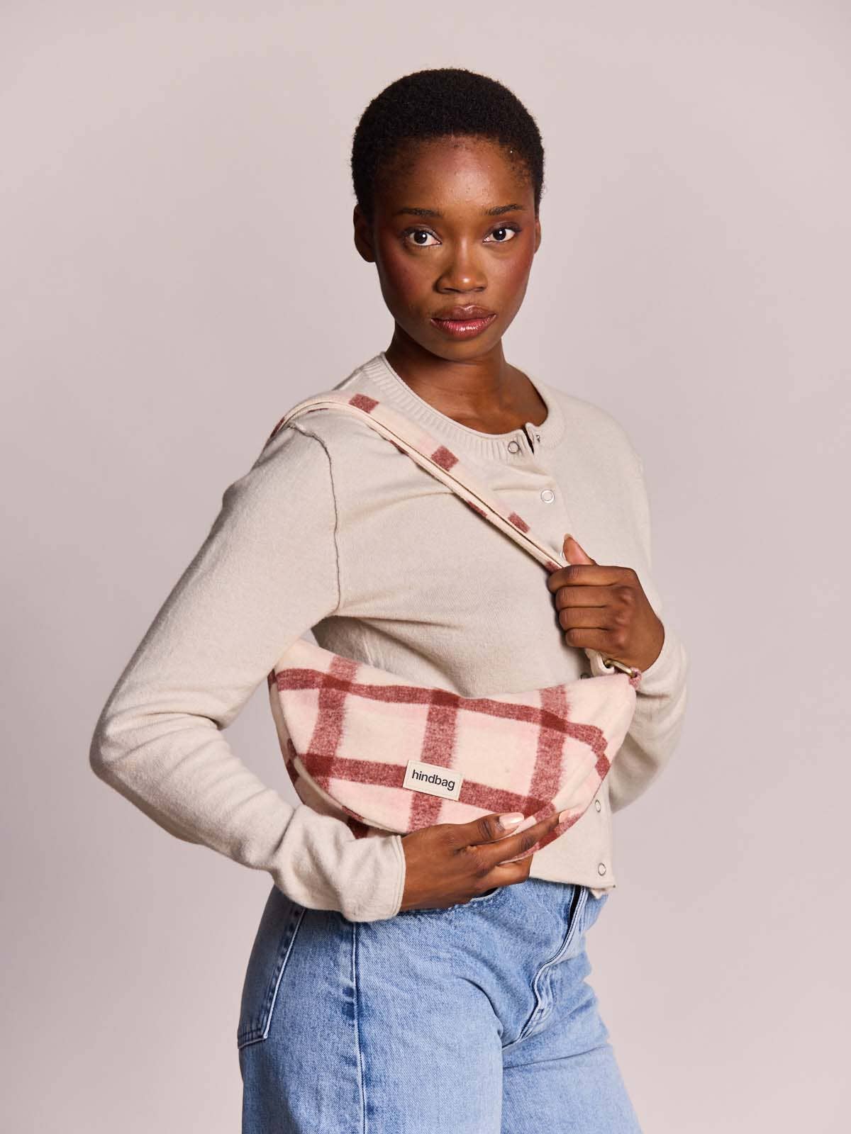 Sac bandoulière Andrea tartan rose