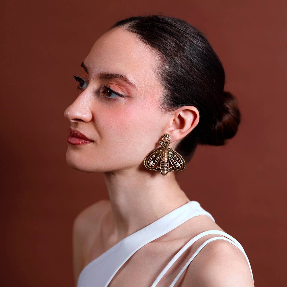 Boucles d'oreilles Insecte Perles doré - DupontDupont