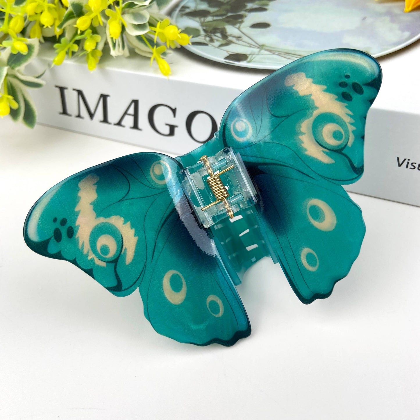 Pinces à cheveux papillon turquoise