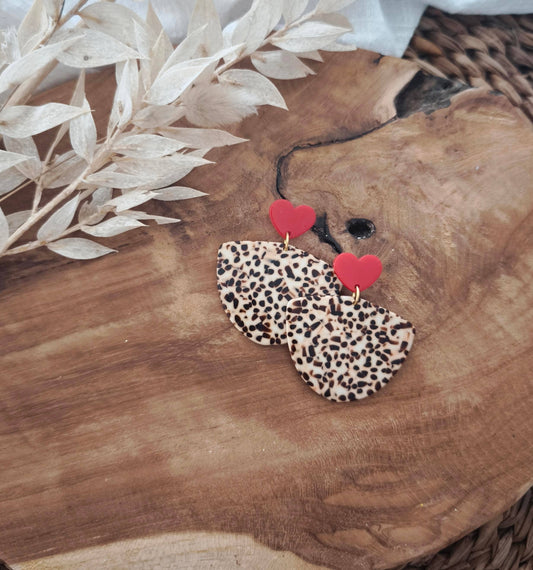 Boucles d'oreilles Tigré cookie/coeur rouge - DupontDupont