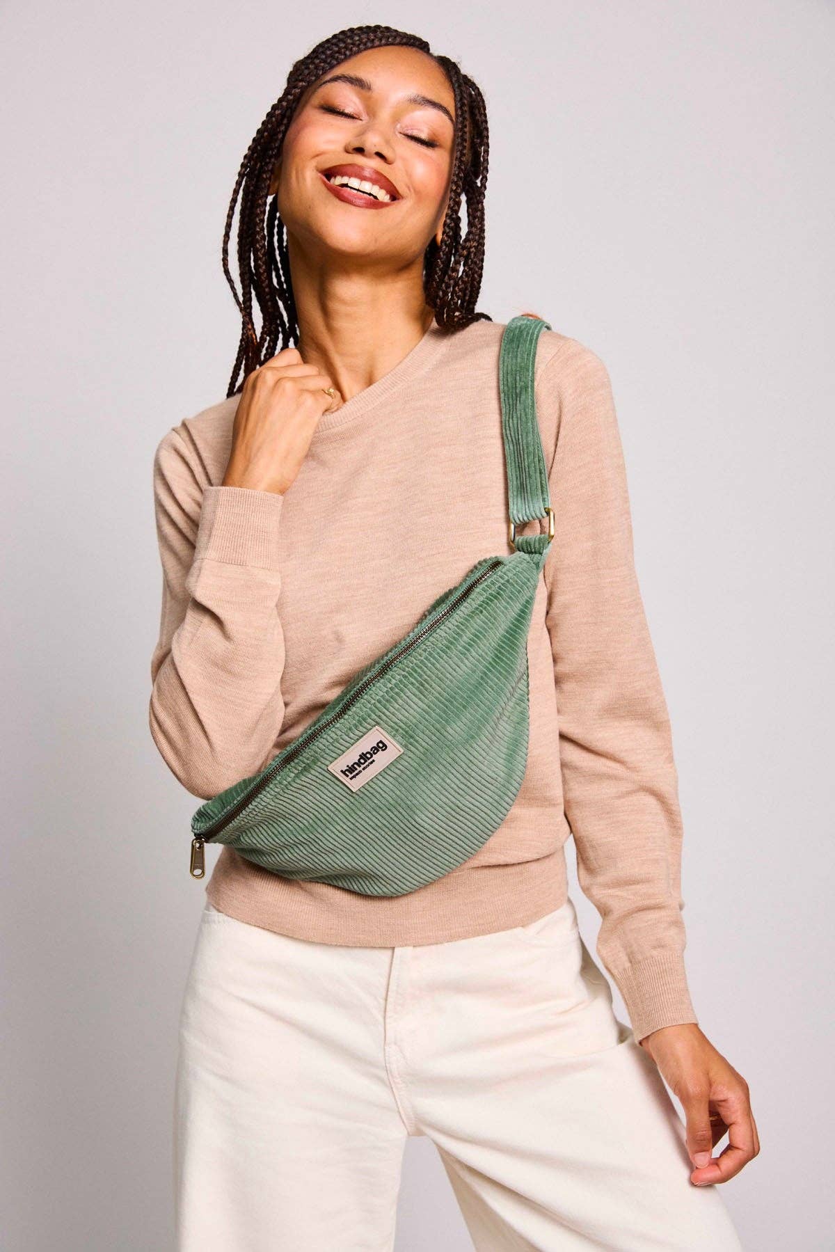 Sac banane Sasha Velours Vert d'eau