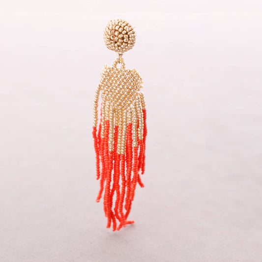 Boucles d’oreilles ethniques en perles Corail - DupontDupont