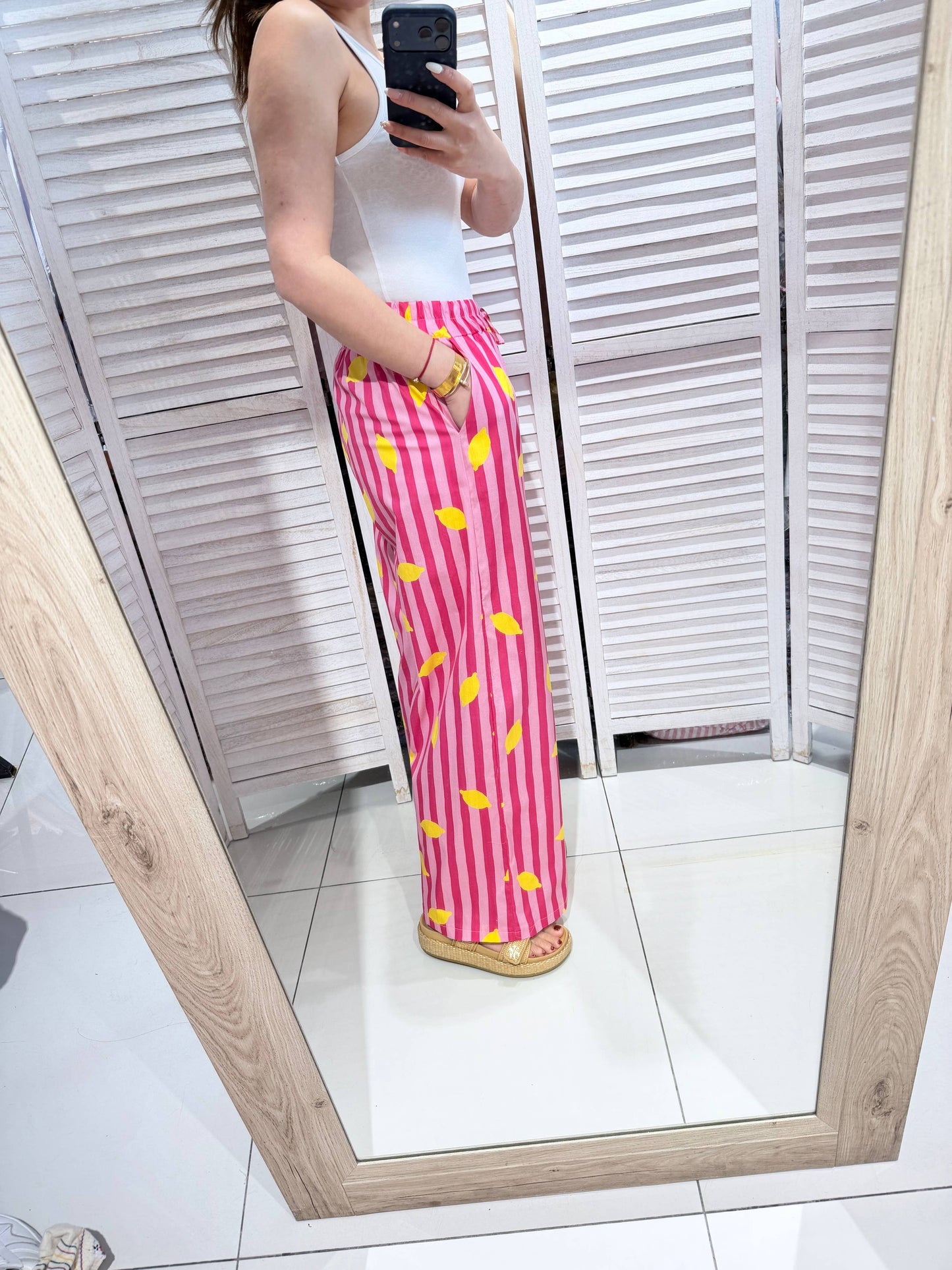 Pantalons rayés imprimés: Rose / TU