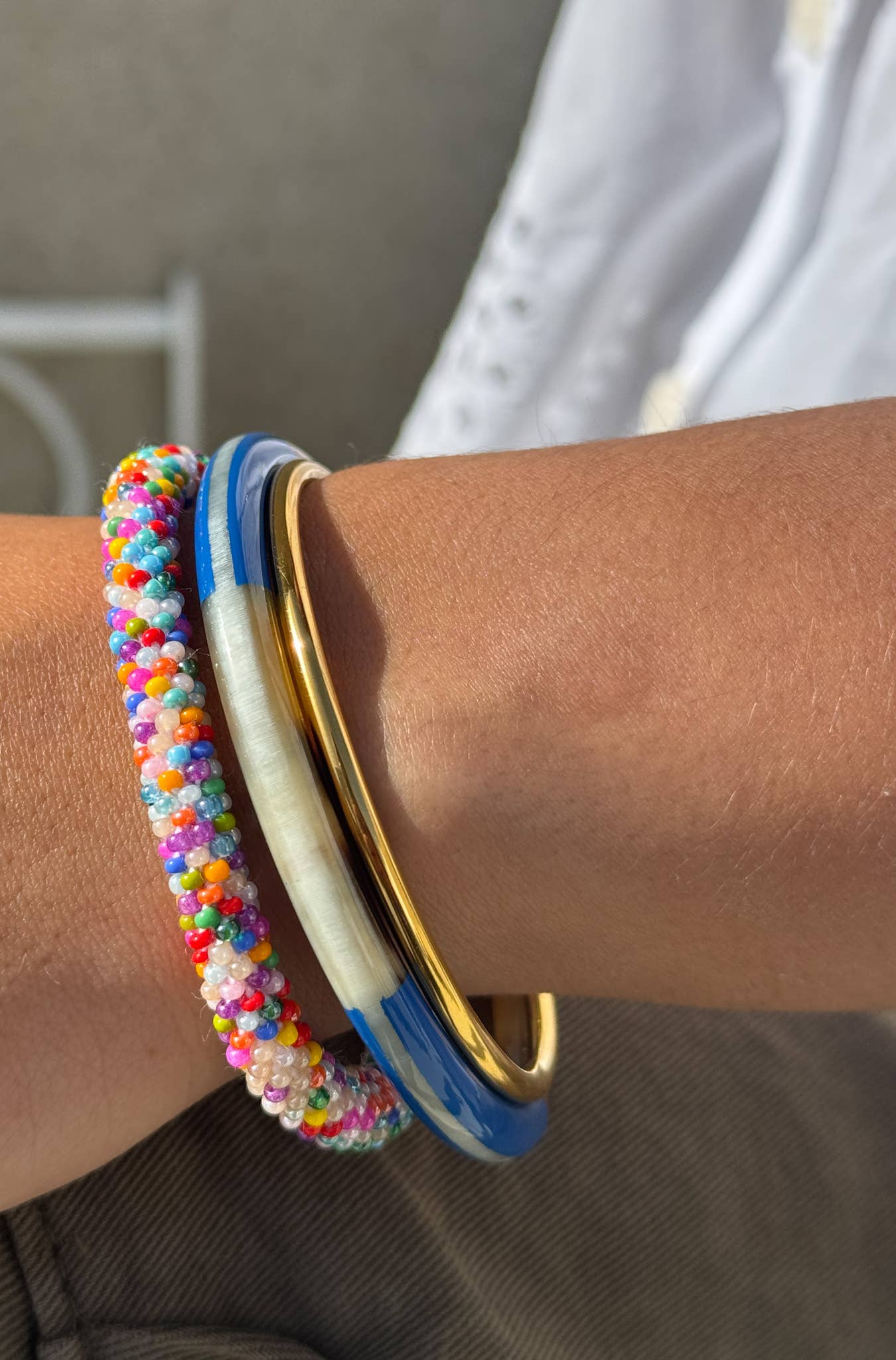 Bracelet népalais  perles de verre E32