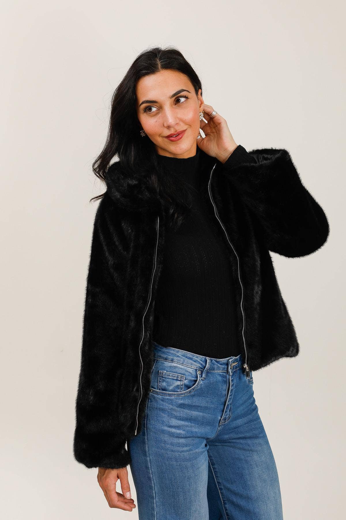 Veste fausse fourrure: Creme