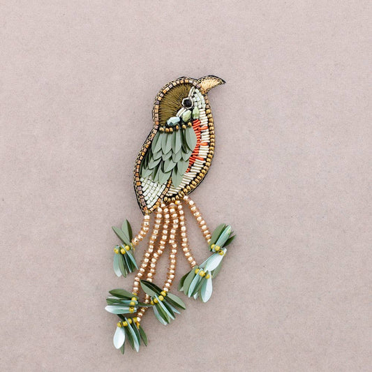 Broche oiseau Vert