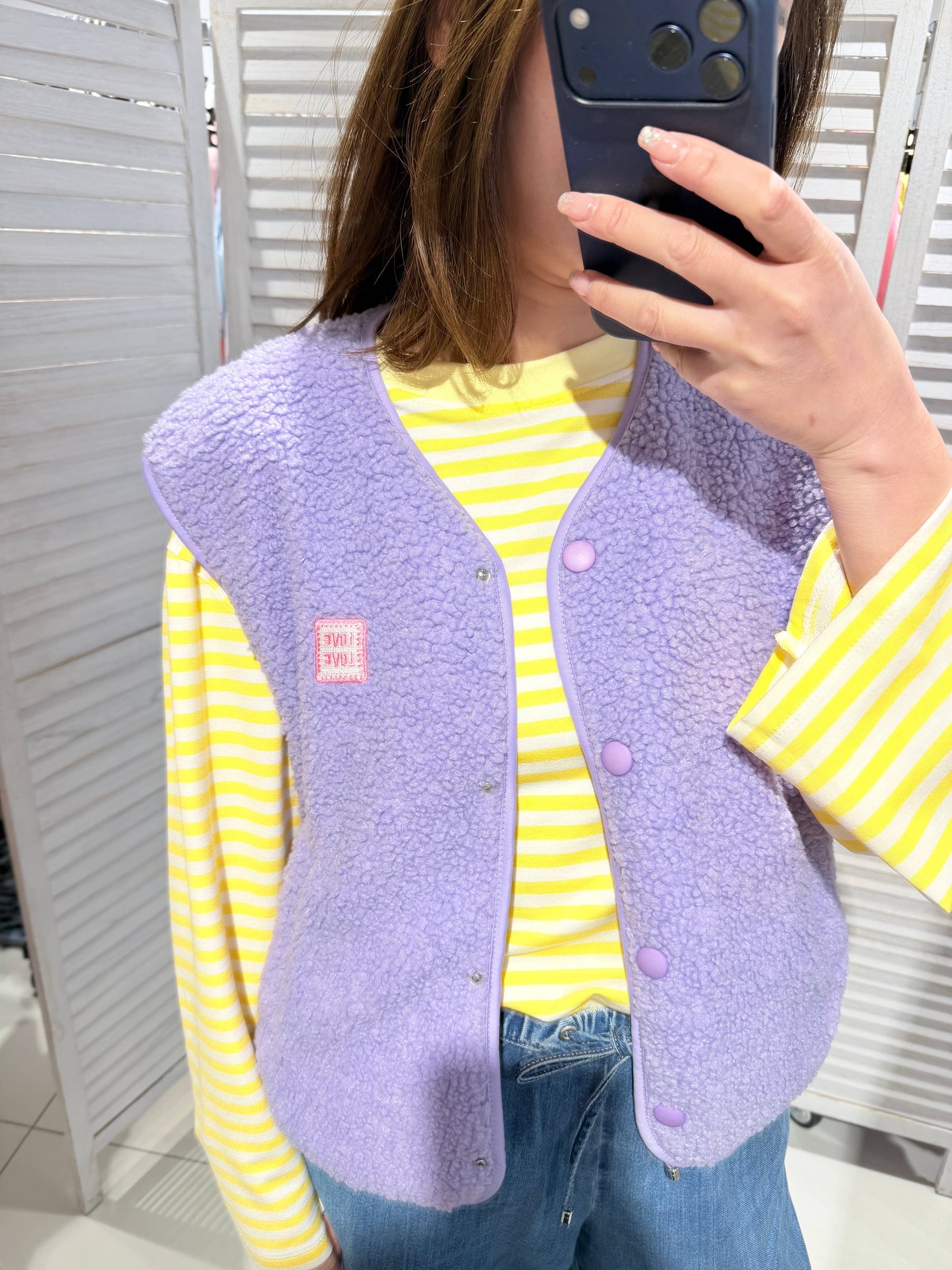 Gilet mouton à boutons: Lilas / Taille unique - DupontDupont