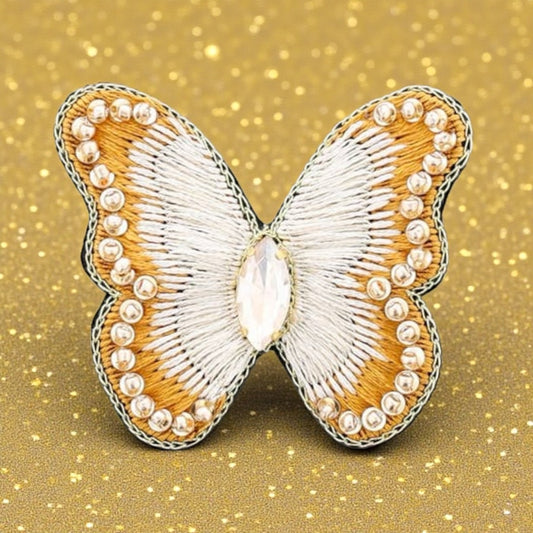 Broche à sequins en forme de papillon: Or