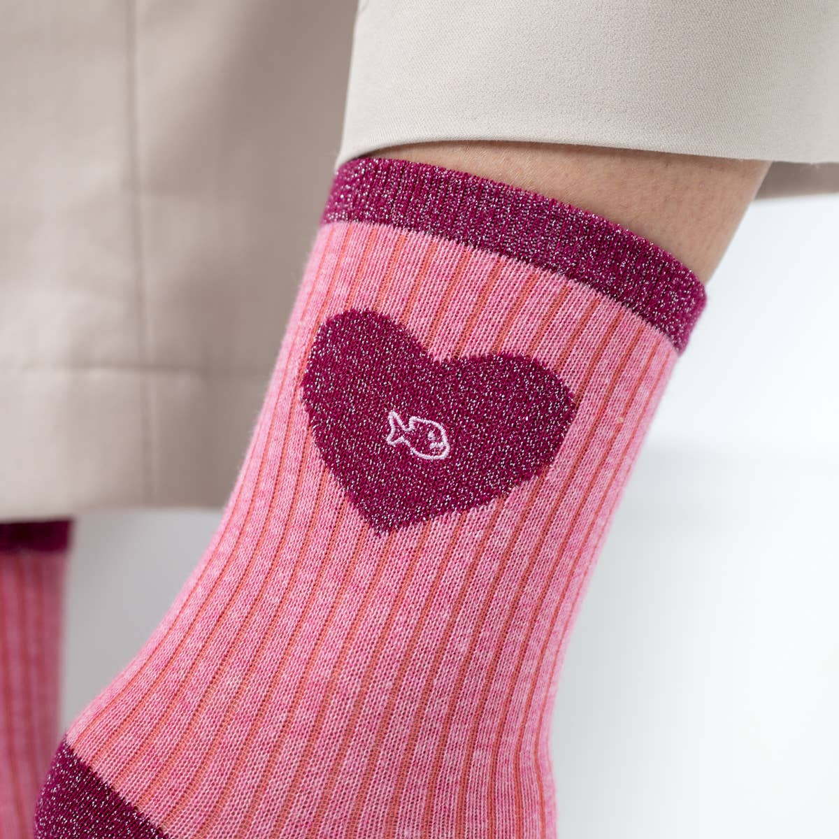 Chaussettes coeur - Rose