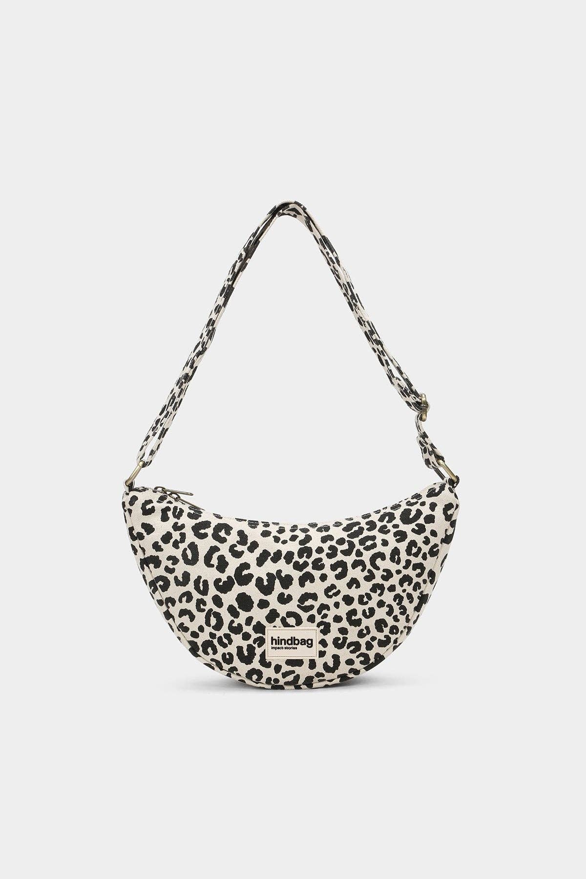 Sac demi-lune Andrea Léopard écru