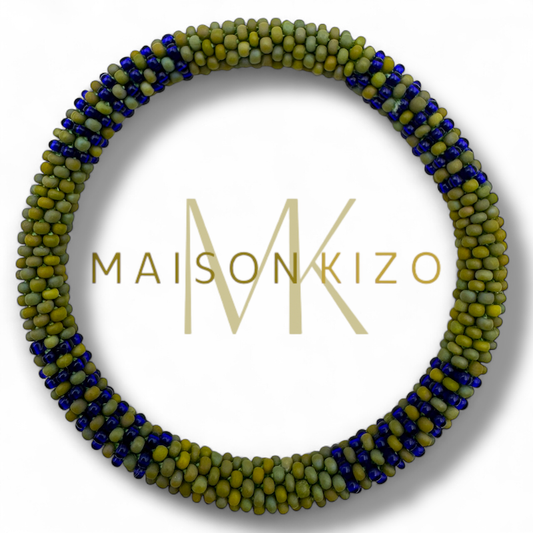 Bracelet népalais Kaki et Bleu de Maison Kizo B53