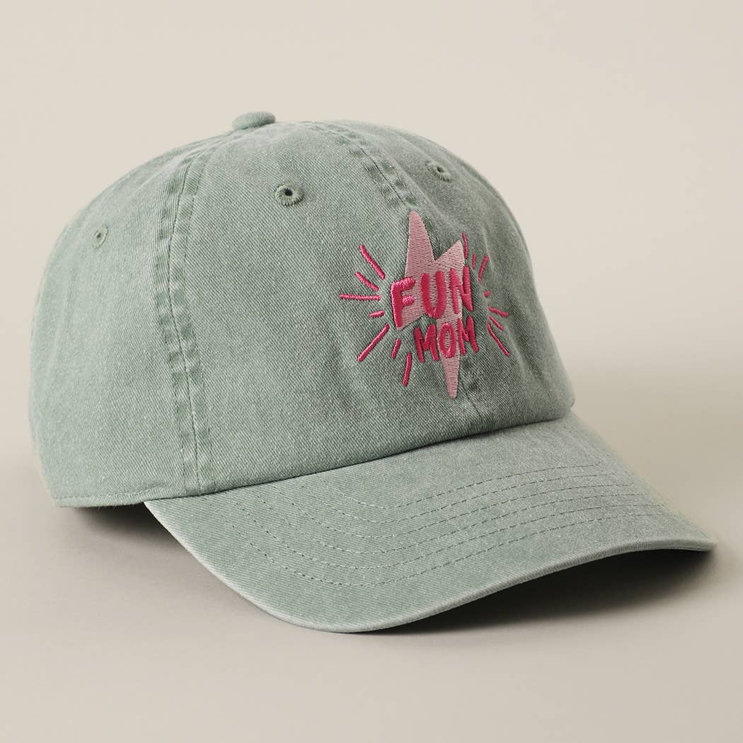 Casquette coton brodée « FUN MOM » Vert