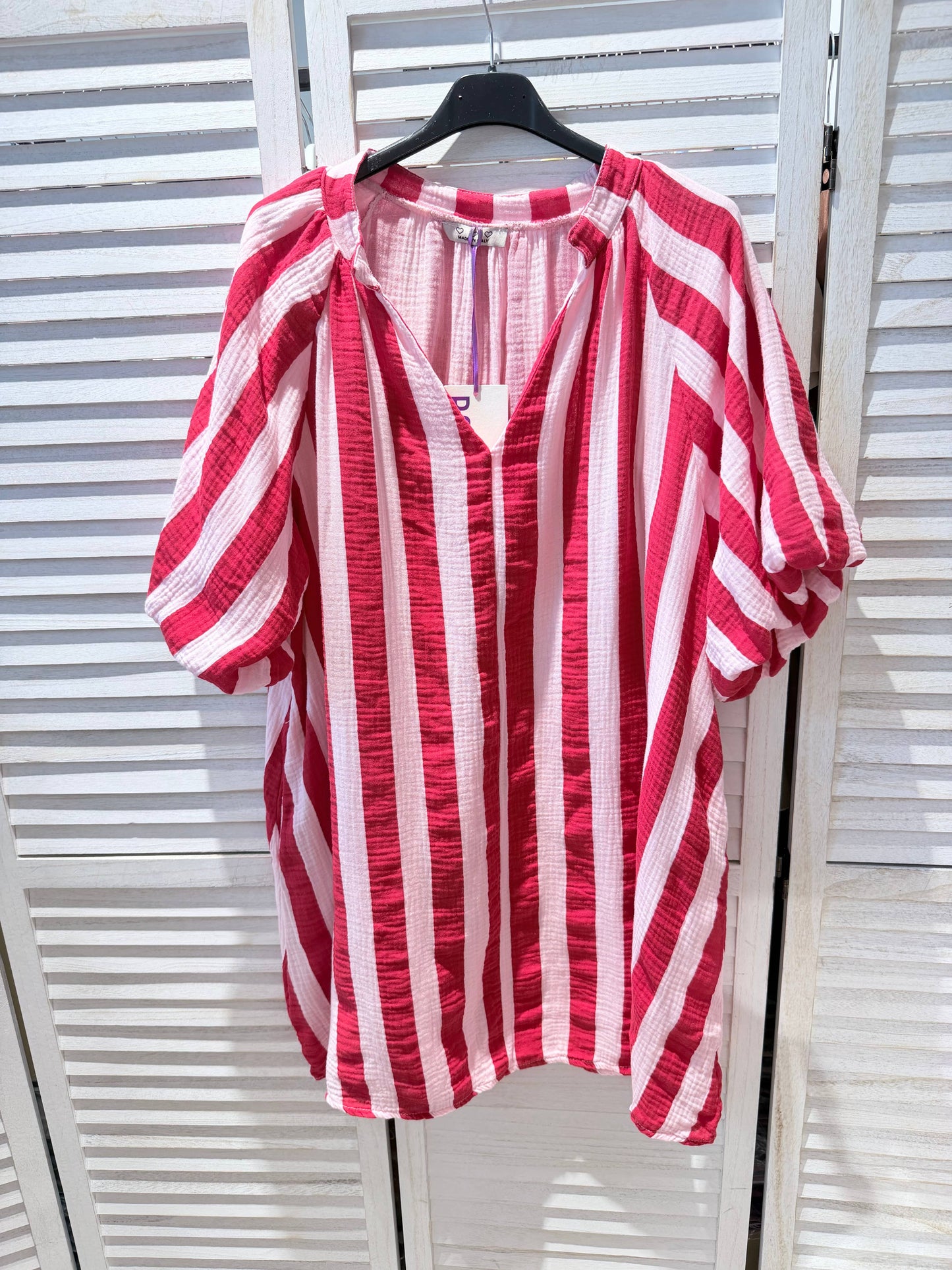 Robe rayée en coton: Rose / TU