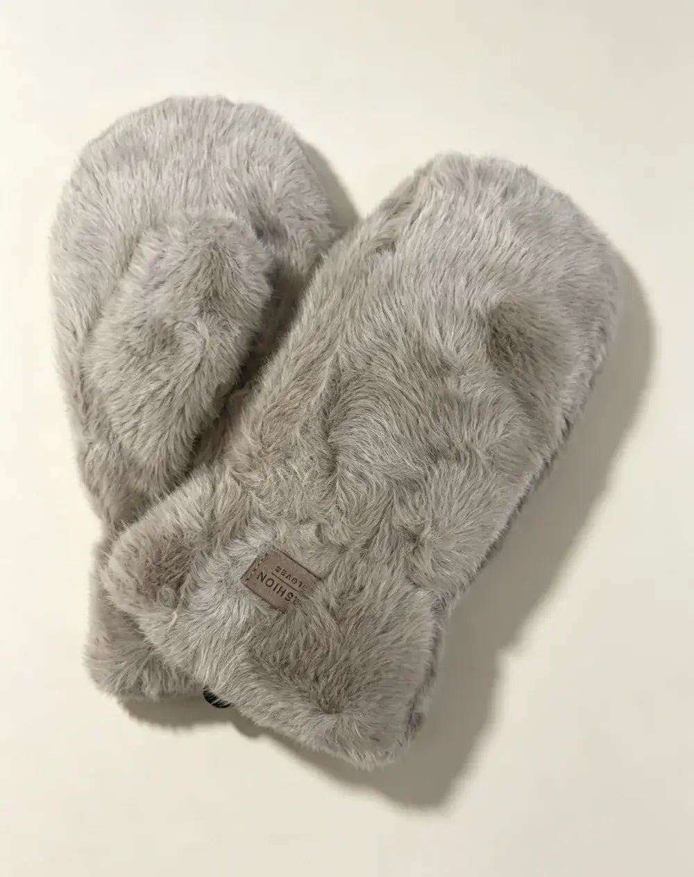 ST-3017 Gant moufle en fausse fourrure synthétique uni  : Kaki